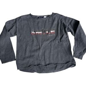 Okaidi Girls Gray Sweater with Sequin Smile - Size 6